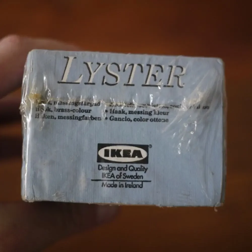 NEW NIB Vintage 1990s IKEA Lyster Bright Brass Double Robe Coat Hat Hook